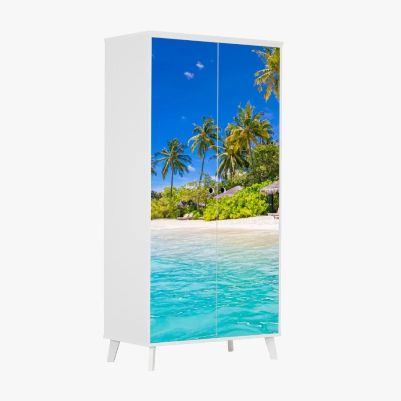 Naklejka na szafę tropikalna turkusowa plaża