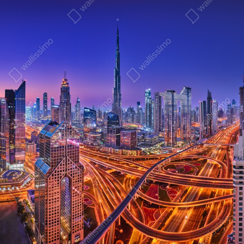 Naklejka na szafę Dubaj nocą: panorama miejskich świateł – Wallissimo® Naklejka na szafę Dubaj nocą: panorama miejskich świateł – Wallissimo®