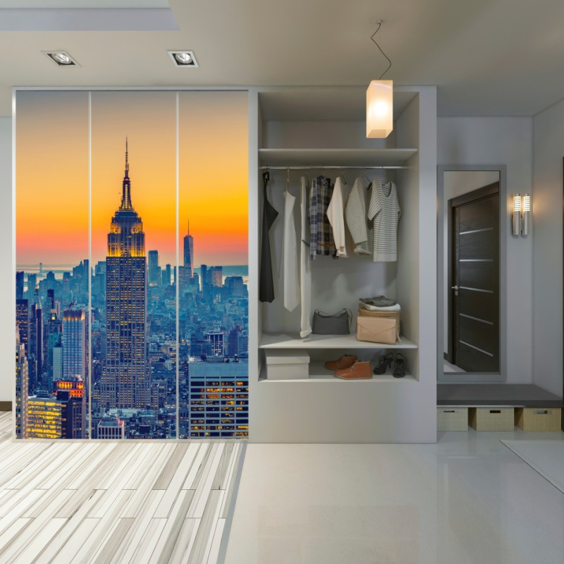 Naklejka na szafę zachód słońca nad Nowym Jorkiem – Wallissimo® Naklejka na szafę zachód słońca nad Nowym Jorkiem – Wallissimo®