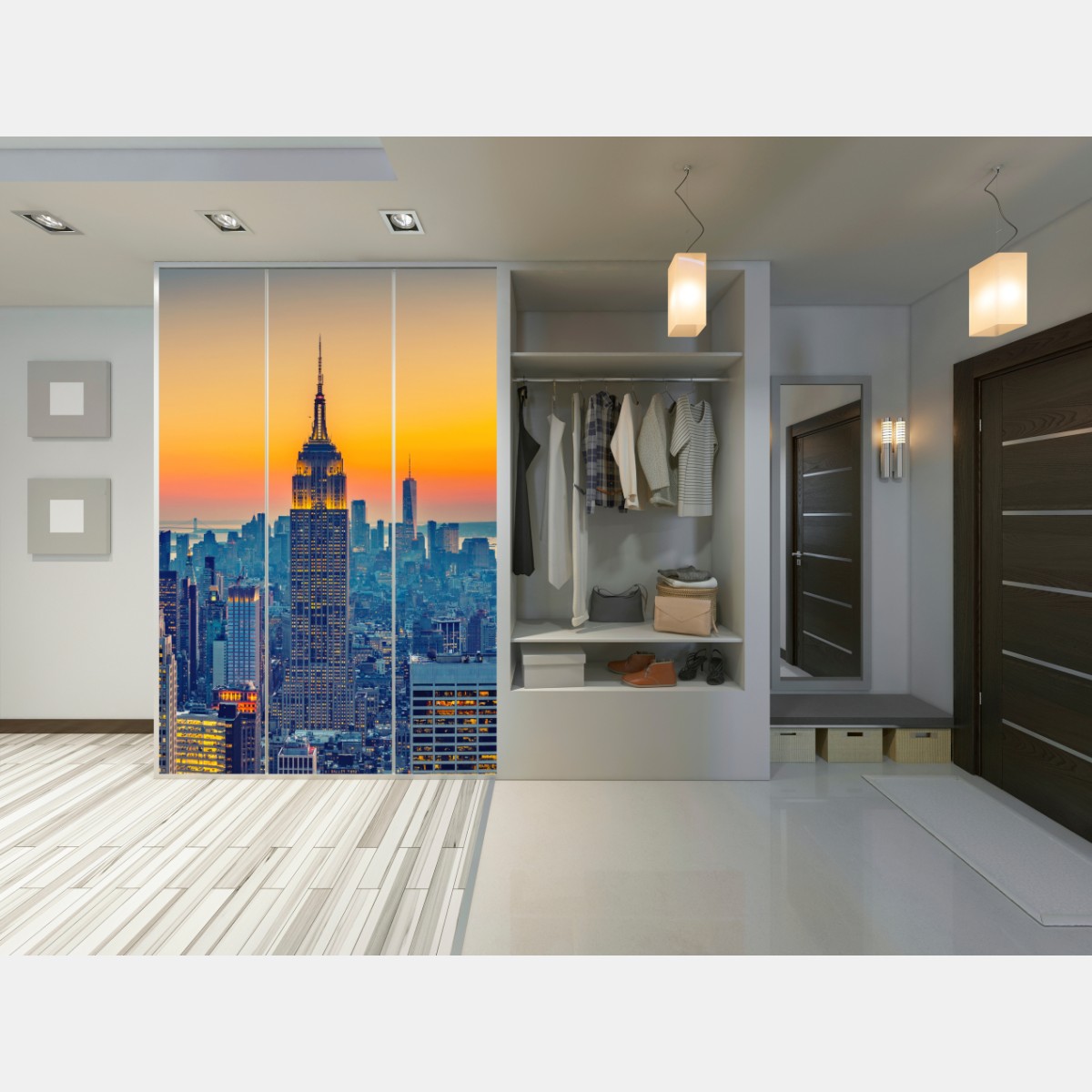 Naklejka na szafę zachód słońca nad Nowym Jorkiem – Wallissimo® Naklejka na szafę zachód słońca nad Nowym Jorkiem – Wallissimo®