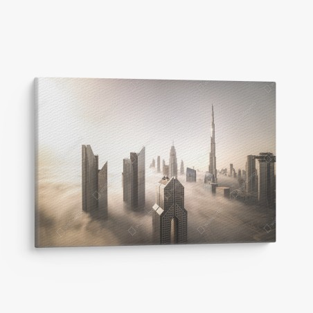Obraz na płótnie mglista panorama Dubaju nad chmurami – Wallissimo®