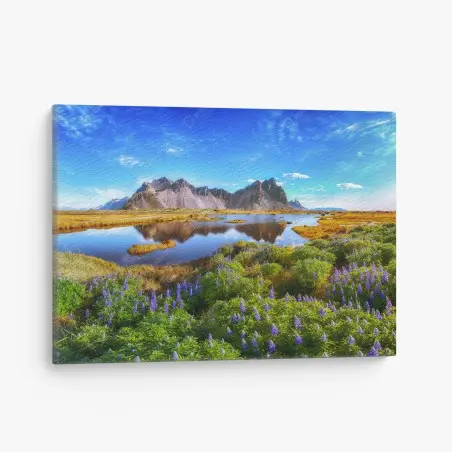 Obraz na płótnie łąka łubinów przy Vestrahorn, Islandia – Wallissimo®