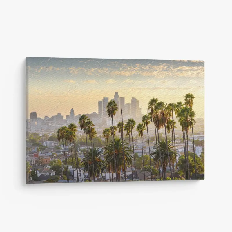 Obraz na płótnie złota panorama Los Angeles z palmami