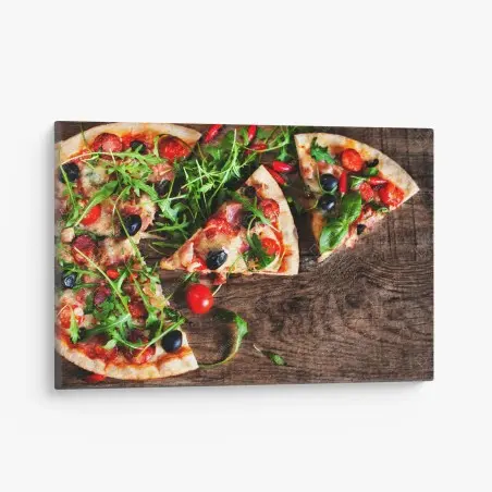 Obraz na płótnie gorąca pizza pepperoni z bliska – Wallissimo®