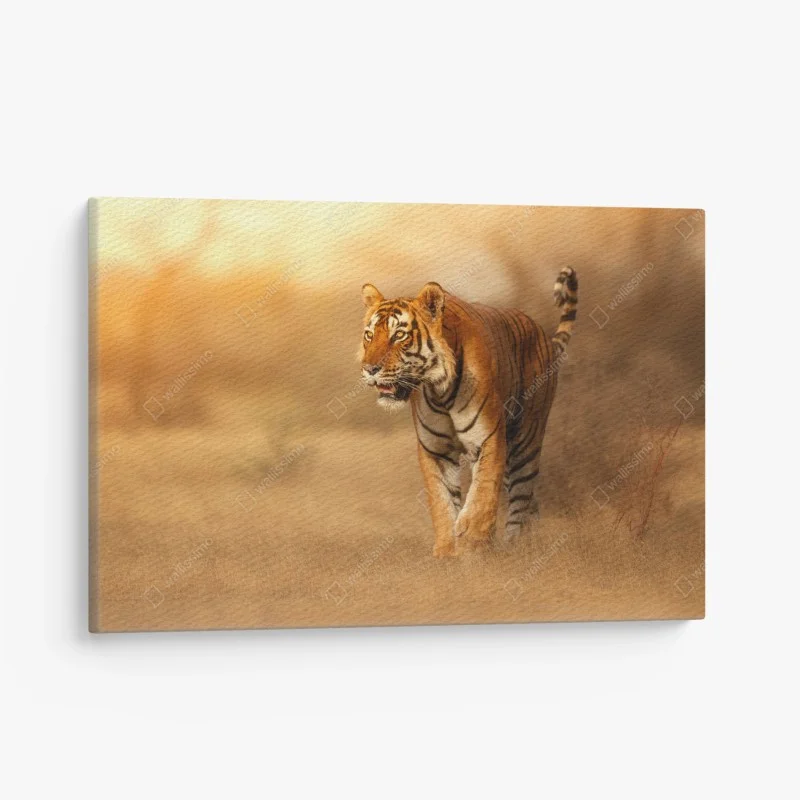 Obraz na płótnie majestatyczny tygrys w złotym świetle