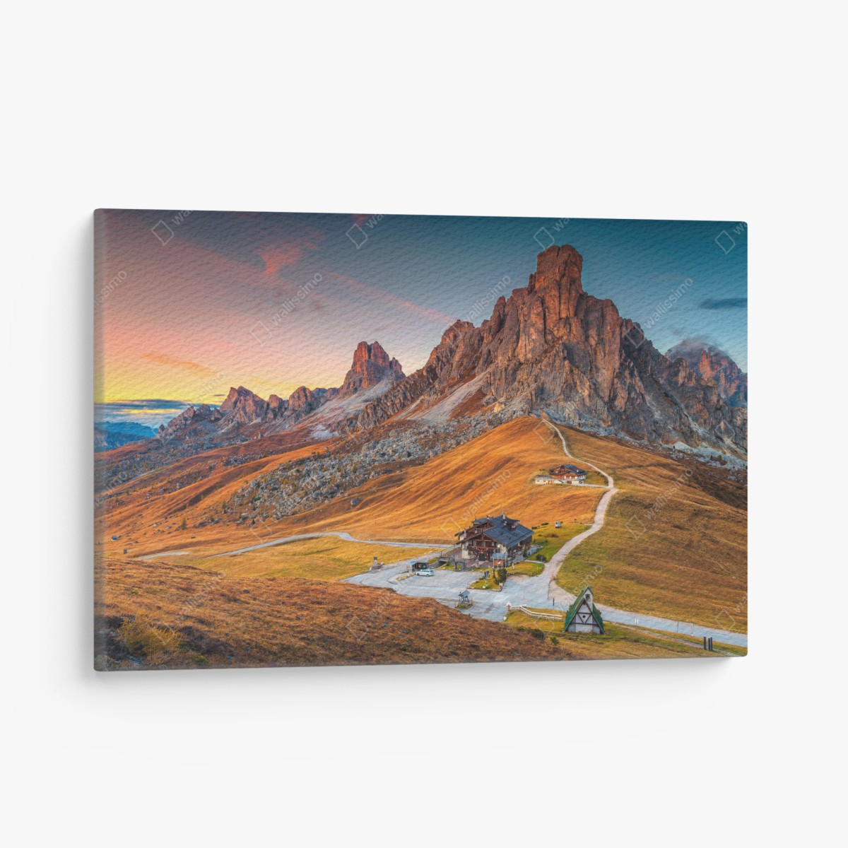 Obraz na płótnie zachód słońca nad Passo Giau, Dolomity – Wallissimo®
