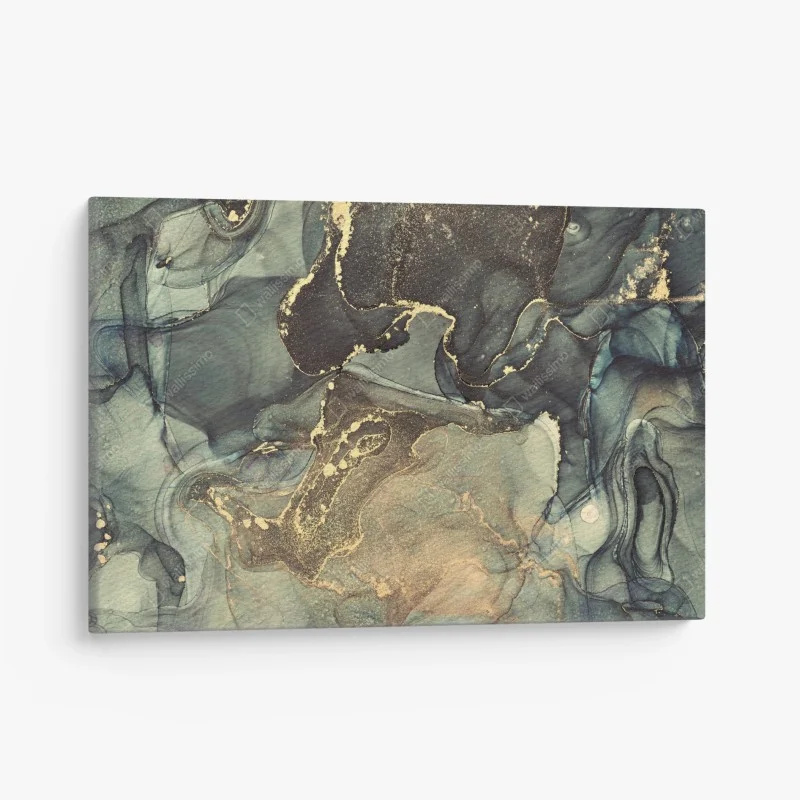 Obraz na płótnie turkusowo-złota abstrakcja płynna