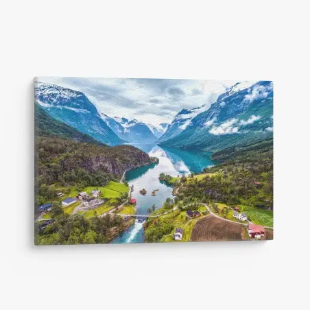 Obraz na płótnie Norwegia fjord z lotu ptaka – Wallissimo®