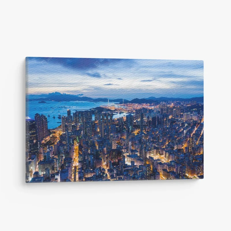 Obraz na płótnie Hongkong panorama nocna nad Mong Kok