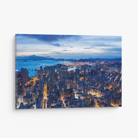 Obraz na płótnie Hongkong panorama nocna nad Mong Kok – Wallissimo®