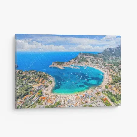 Obraz na płótnie widok z lotu ptaka na zatokę Port de Sóller – Wallissimo®