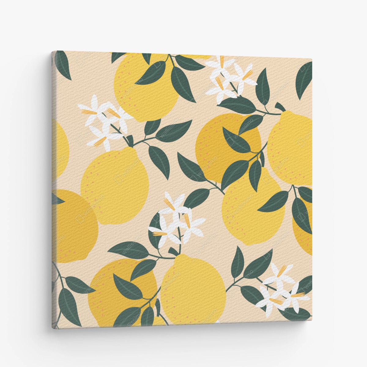 Obraz na płótnie jasny wzór z cytrynami i kwiatami – Wallissimo®