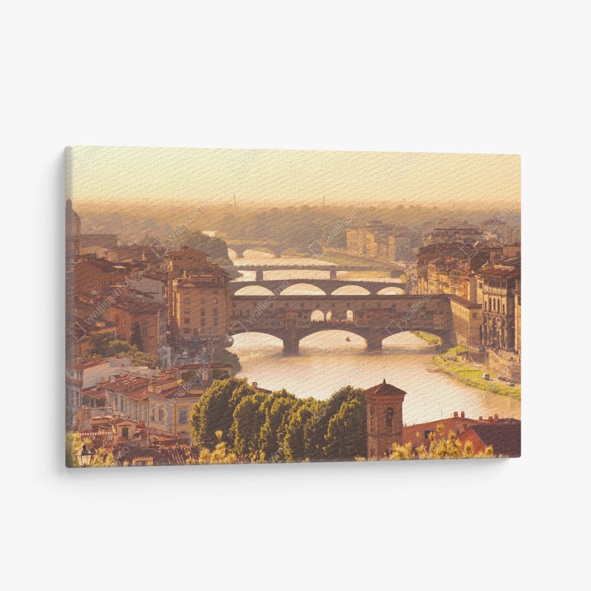 Obraz na płótnie złoty zachód słońca nad Ponte Vecchio, Florencja – Wallissimo®