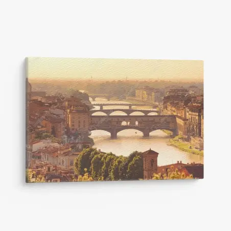 Obraz na płótnie złoty zachód słońca nad Ponte Vecchio, Florencja – Wallissimo®