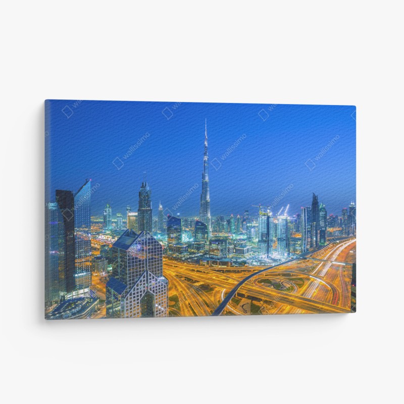 Obraz na płótnie panorama Dubaju o zmierzchu