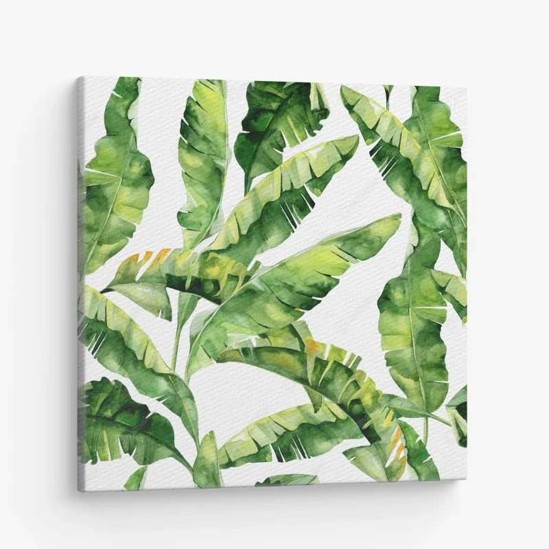 Obraz na płótnie tropikalny wzór z liśćmi bananowca w akwareli