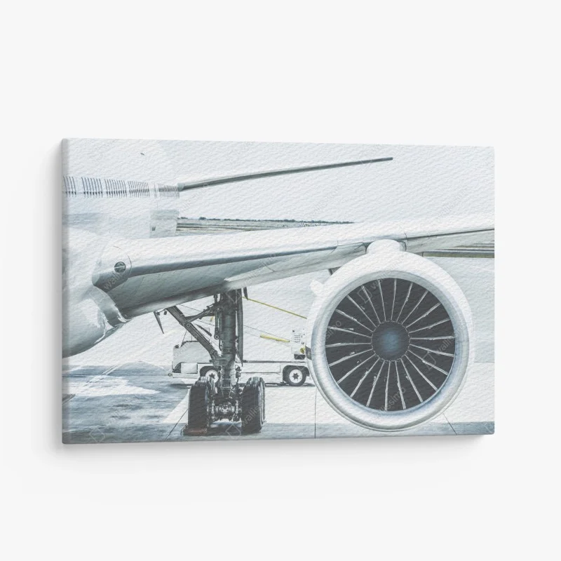 Obraz na płótnie zbliżenie silnika odrzutowego na terminalu