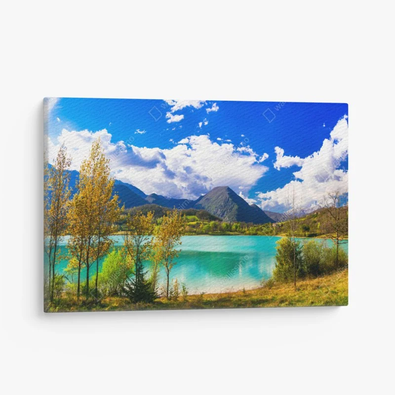 Obraz na płótnie turkusowe jezioro i górski pejzaż