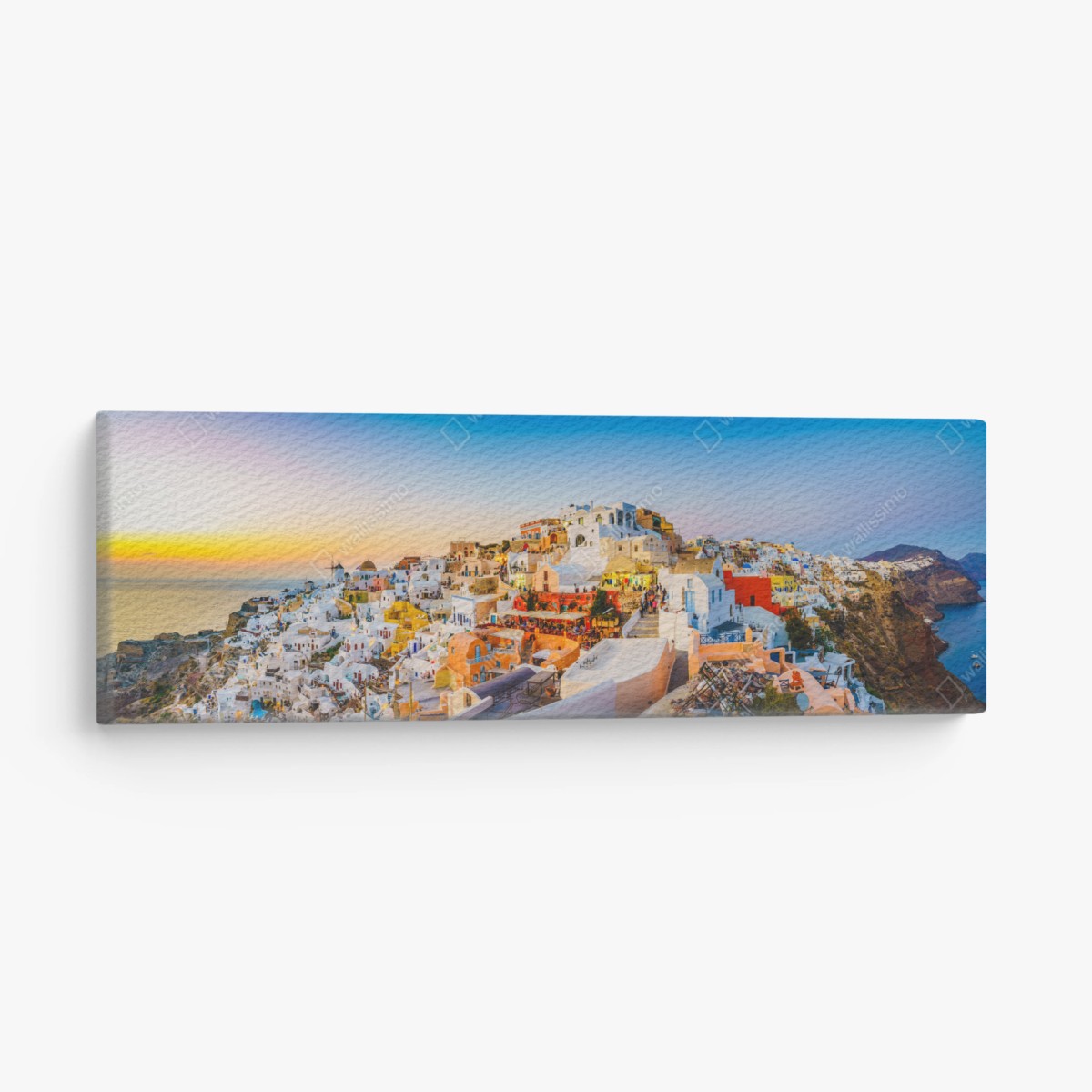 Obraz na płótnie zachód słońca nad Santorini panoramiczny widok – Wallissimo®