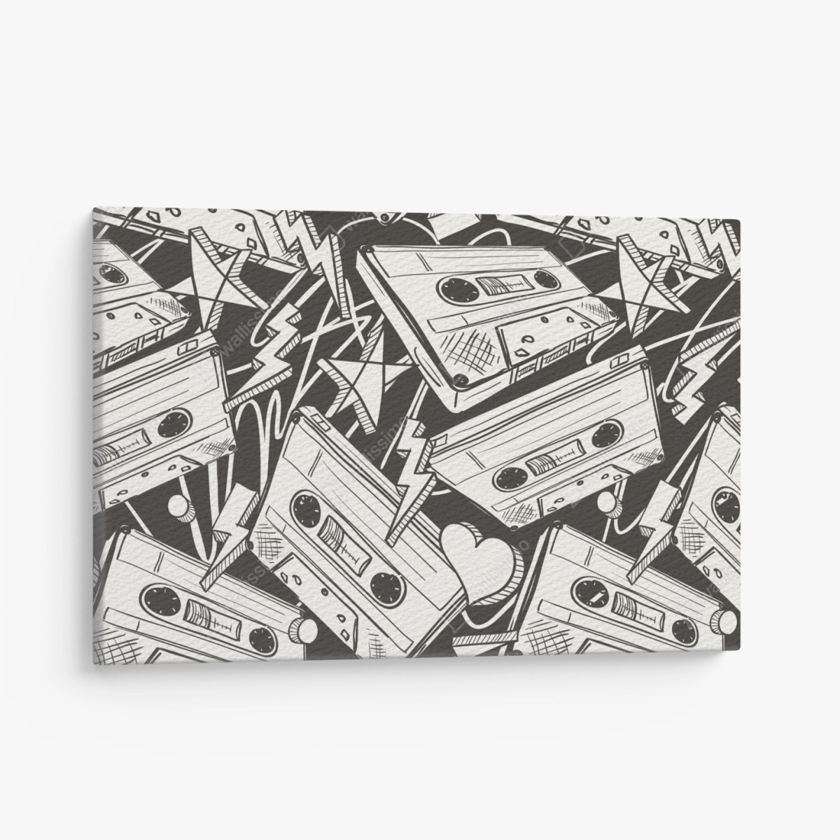 Obraz na płótnie wzór kaset magnetofonowych w stylu retro – Wallissimo®