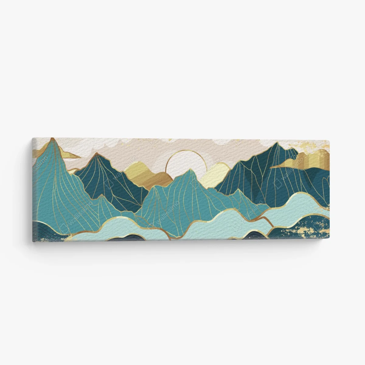 Obraz na płótnie turkusowe góry o złotych akcentach – Wallissimo® Obraz na płótnie turkusowe góry o złotych akcentach – Wallissimo®