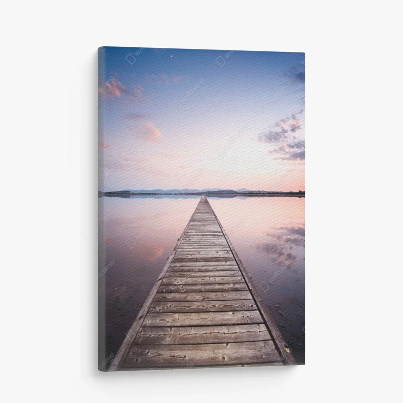 Obraz na płótnie pomost prowadzący w stronę horyzontu o zachodzie słońca