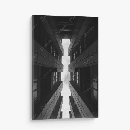 Obraz na płótnie pionowa miejska symetria w monochromie – Wallissimo®