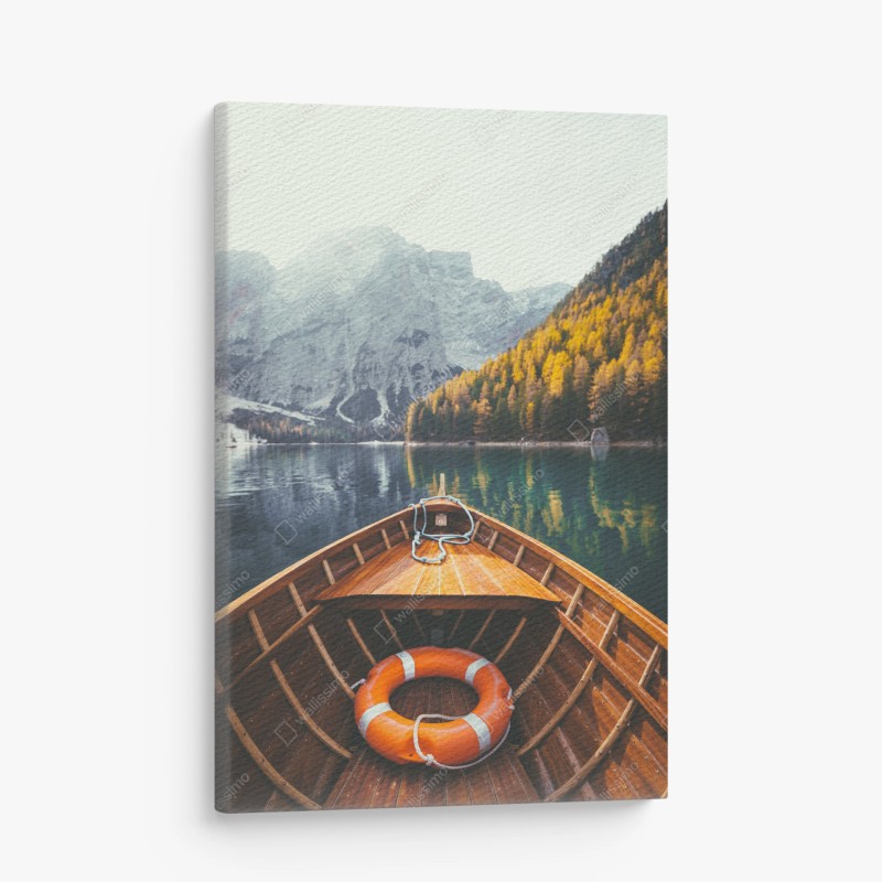 Obraz na płótnie wschód słońca nad Lago di Braies