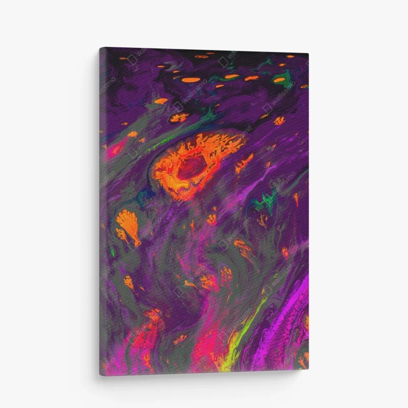 Obraz na płótnie tradycyjna ebru abstrakcja w purpurze i pomarańczy