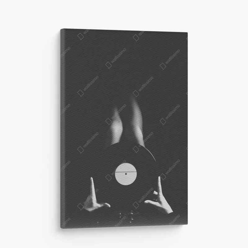 Obraz na płótnie płyta winylowa i nogi w kabaretkach