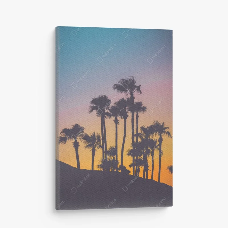 Obraz na płótnie retro tropikalne palmy o zachodzie słońca