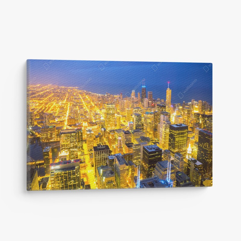 Obraz na płótnie lotnicza panorama Chicago nocą