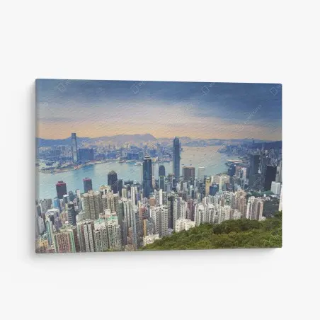 Obraz na płótnie Hong Kong panorama miasta o zmierzchu – Wallissimo®