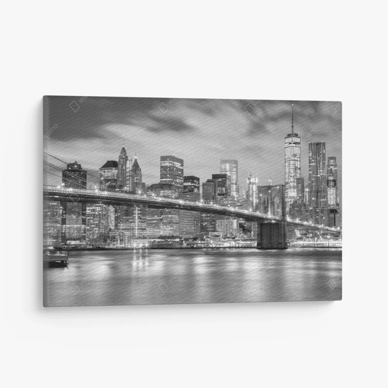 Obraz na płótnie czarno-biała panorama Nowy Jork z Mostem Brooklyńskim