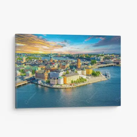 Obraz na płótnie panorama Sztokholmu o zachodzie słońca – Wallissimo®