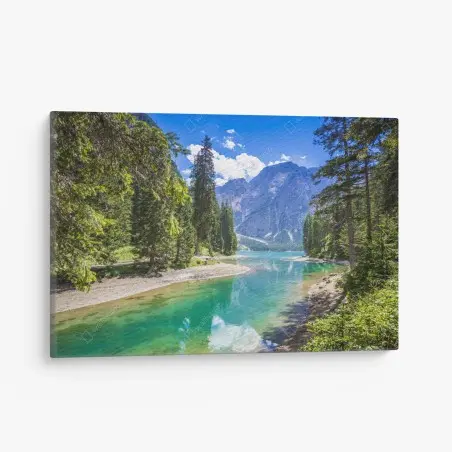 Obraz na płótnie Pragser Wildsee turkusowe górskie jezioro – Wallissimo®