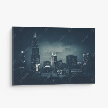 Obraz na płótnie Chicago panorama miasta w głębokich niebieskich tonach – Wallissimo®