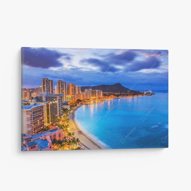 Obraz na płótnie panorama Waikiki i Diamond Head o zmierzchu