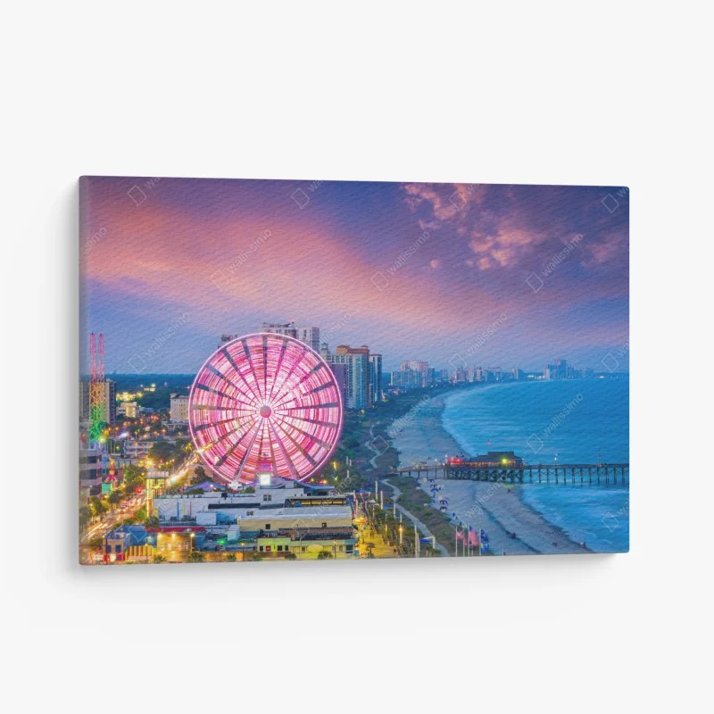 Obraz na płótnie Myrtle Beach zachód słońca z diabelskim młynem