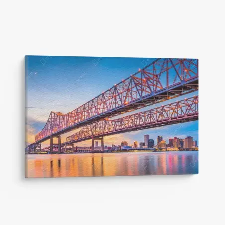 Obraz na płótnie most Crescent City Connection o zachodzie słońca, New Orleans – Wallissimo®