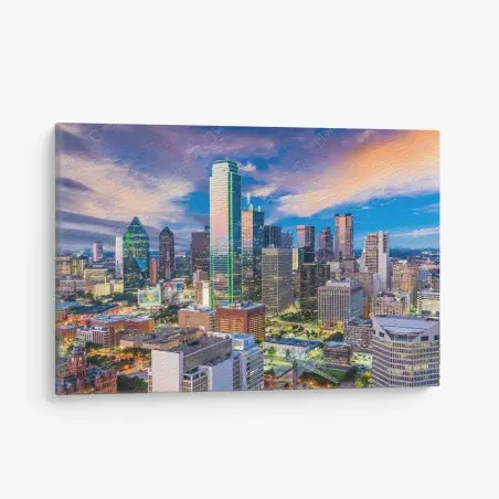 Obraz na płótnie Dallas panorama miasta o zachodzie słońca – Wallissimo®