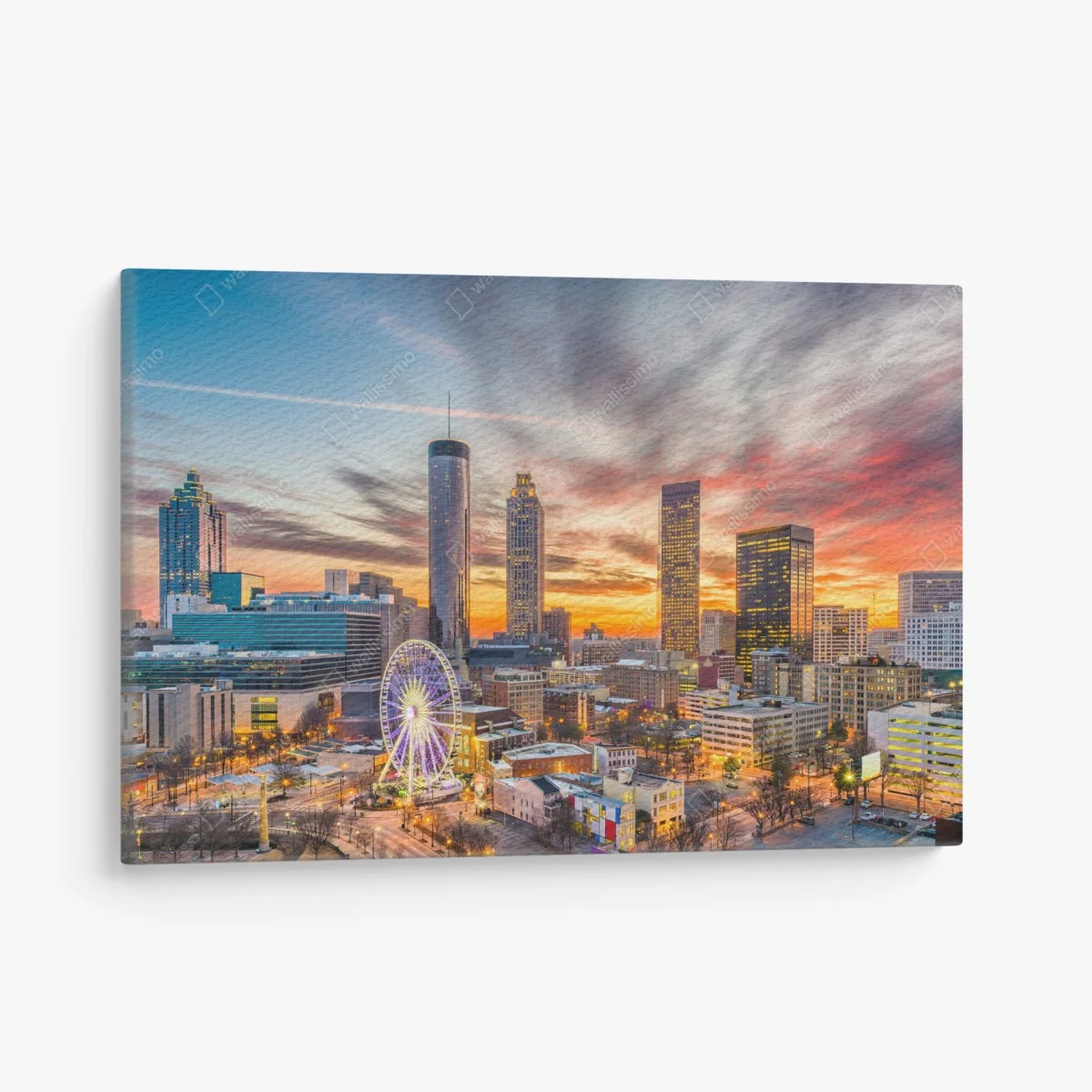 Obraz na płótnie Atlanta panorama miasta przy zachodzie słońca – Wallissimo® Obraz na płótnie Atlanta panorama miasta przy zachodzie słońca – Wallissimo®