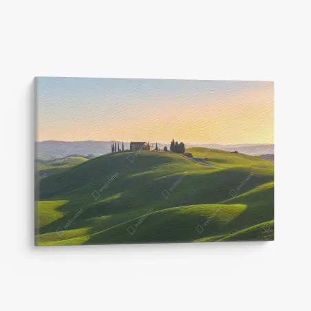 Obraz na płótnie gospodarstwo na zielonych wzgórzach, Crete Senesi – Wallissimo®