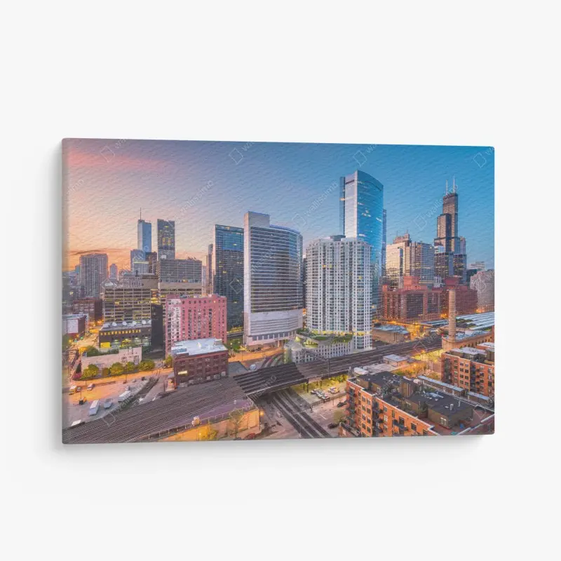 Obraz na płótnie panorama Chicago o zmierzchu