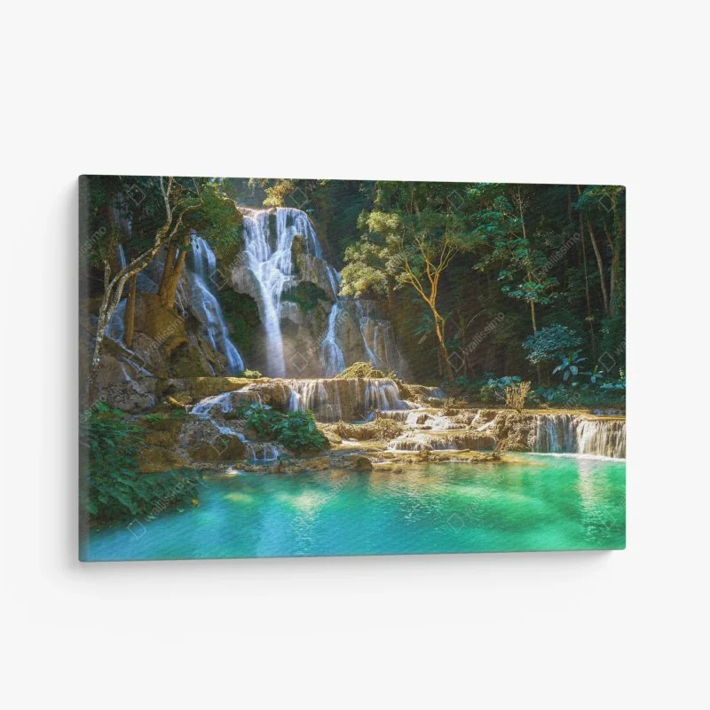 Obraz na płótnie turkusowy wodospad w bujnym lesie
