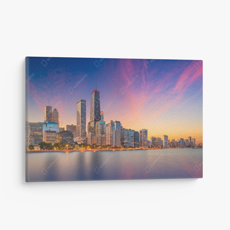 Obraz na płótnie panorama Chicago o zmierzchu