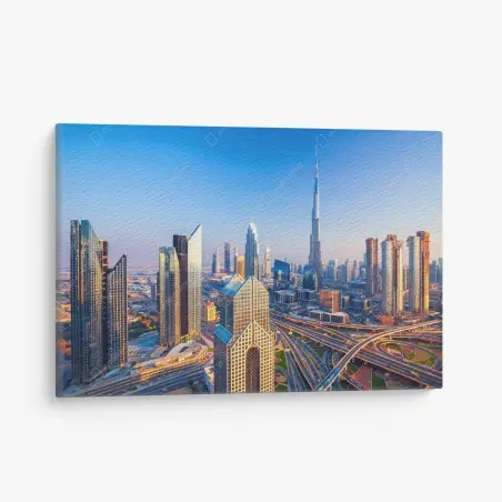 Obraz na płótnie panorama Dubaju z Burj Khalifa o zachodzie słońca – Wallissimo®
