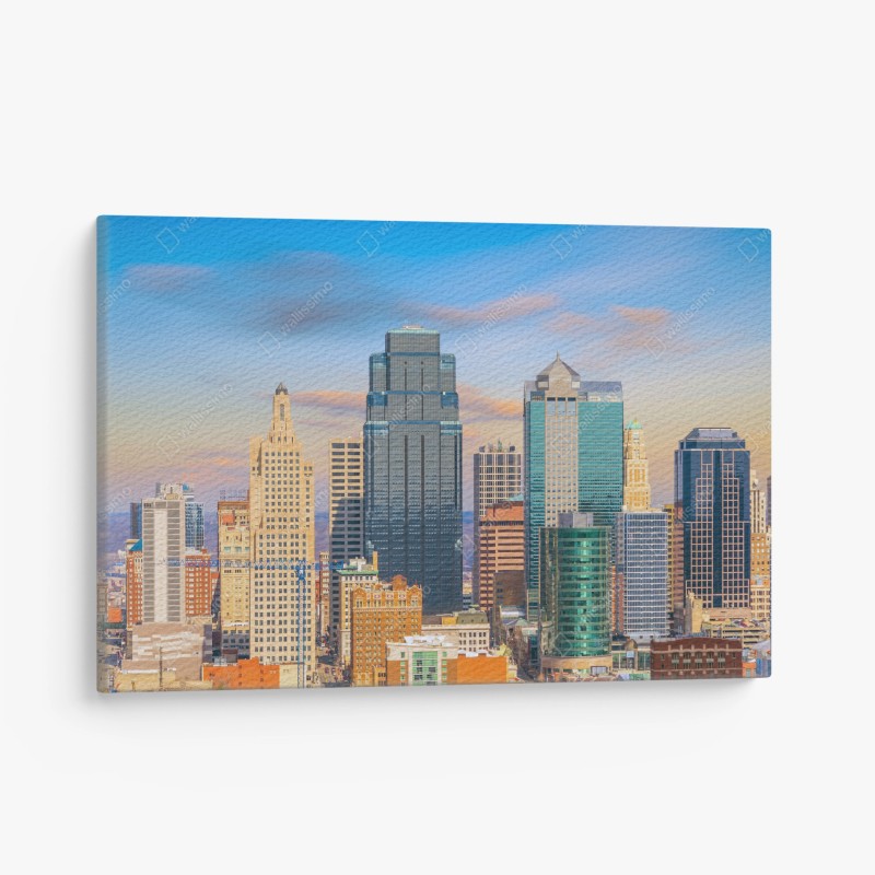 Obraz na płótnie panorama Kansas City o zachodzie słońca