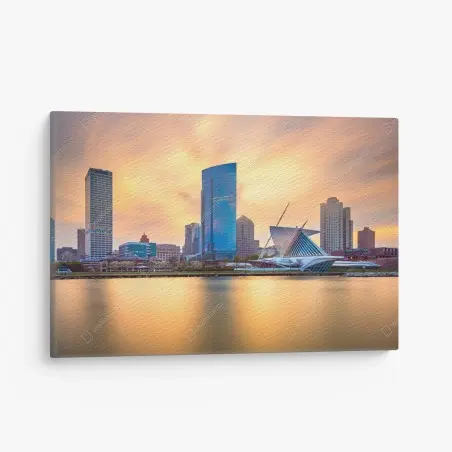 Obraz na płótnie Milwaukee panorama miasta o zmierzchu – Wallissimo®