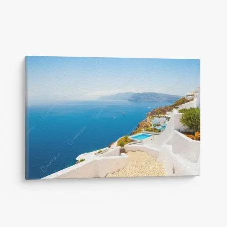 Obraz na płótnie Santorini widok na wybrzeże z białą architekturą – Wallissimo®